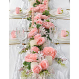 2Pack Artificial Peony Flower Garland - Silk Peony Garland With Pink Flowers For Wedding Party Table Decoration,6Ft/Strand