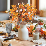 8Pcs Fall Artificial Flowers Pumpkin Picks Decor - Berry Stems With Maple Leaves For Autumn Thanksgiving Home Vase Table Centerpiece Decoration