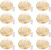 12 Pack Battery Operated Fairy Lights 7FT 20 LED Waterproof Silver Wire Firefly Lights for Wedding Centerpieces Ramadan Decor