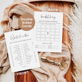 Bridal Shower Games Bundle - 5 Bridal Shower Games And Pencils For 30 Guests, Double-Sided Cards, Minimalist