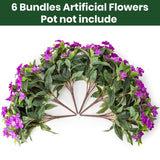 Artificial Fake Flowers For Outdoor Décor 6 Bundles Uv Resistant Fake Plants For Planter Faux Impatiens For Home Porch/Garden Stunning?Purple?