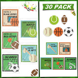 30 Pack Sports Valentines Day Gifts With Sports Stick Notes Valentine Cards For Gifts Exchange Basketball Football Baseball Soccer Tennis Party Supplies Game Prizes