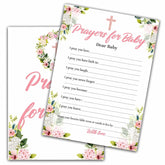 Floral Baptism Games, Prayers For Baby Game, Blush Pink Floral Theme First Holy Communion Religious Party Games, Baby Shower Party Activities & Gender Reveal Party Decorations -30 Game Cards(03)