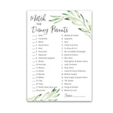 Greenery Baby Shower Games — Cartoon Parent Match Game — Pack Of 25 — Gender Neutral Floral, Green Leaves Branch, Fun Match The Cartoon Parents Baby Shower Activity G320-Dpm