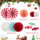 Christmas Hanging Paper Fans Decoration Christmas Peppermint Candy Hanging Ornaments Party Ceiling Hangings Deco Candy Tissue Paper Fans Backdrops Party Supply