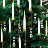 12 Sets Flameless Christmas Tree Candles With Hook Remote Timer Flameless Taper Led Candle For Christmas Tree Ornament Battery Operated Light Candlestick Xmas Wedding(No Battery) (Crystal)