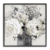 Stupell Industries Bold Abstract Floral Arrangement Cream Expressive Flowers, Design by Lanie Loreth Black Framed Wall Art, 17 x 17, Grey