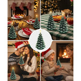 Christmas Tree Flameless Candles,10-Key Remote And Timer, Real Wax Battery Operated 3D Wick Led Flickering Candles Realistic Christmas Tree For Christmas Holiday Indoor Dinner Decor, 2 Packs