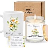 New Beginnings Gifts For Women - Happy New Year Gift - Daisy Mug Candle - Congratulations New Job, New Home, Divorce, Goodbye, Good Luck, Graduation, Leaving Job, Going Away Gifts For Coworkers Women