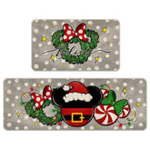 Christmas Gray Decorative Front Door Mat, Xmas Peppermint Candy Wreath Polka Dot Doormat Indoor Outdoor Non-Slip Floor Entryway Rug, Winter Holiday Home Kitchen Decoration 17X29 Inch