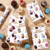 Happy Birthday Wrapping Paper Roll - 17Inch X 16.4Feet - Cake Balloons Confetti Theme Gift Wrap For Birthday Parties,Celebrations