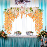 12 Pack Wisteria Hanging Flowers, 45 In /3.7Ft Artificial Vine Hanging Flowers For Decoration, Fake Long Rattan Hanging Garland Silk Flowers String For Wedding, Garden, Bedroom, Home Decor-Orange