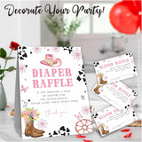 Baby Shower Diaper Raffle Game Kit, Western Cow Girl Theme, 50 Tickets & 1 Standing Sign, Decoration For Shower, Gender Reveal, Baby Announcement, Party Favor & Decorations - B09, Medium