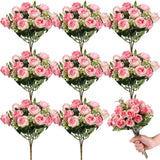 8 Pack 12 Inch Wedding Bouquets For Bride Bridesmaid Red Artificial Rose Bouquet Fake Silk Roses Flowers Bunches Bulk For Home Office Garden Parties(Pink)