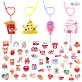 Valentines Stickers With Crazy Straws - Valentines Day Cards For Kids School | Valentines Crafts Party Favors Decorations For Boys Girls Toddlers
