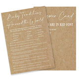 Kraft Paper Baby Shower Game, 30 Baby Traditions Around The World Game Cards With 1 Answer Card, For Baby Boy Or Girl, Gender Reveal, Baby Shower Game Activity, Party Favors And Decorations-14