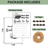 Bridal Shower Games - How Old Was The Bride-To-Be Wedding Shower Party Card Game - Boho Floral Minimalist Themed Bachelorette/Engagement Party Supplies Activities Decorations (A01)