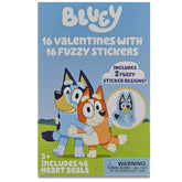Paper Magic Group Bluey Valentine's Day Cards and Bluey Fuzzy Sticker Set - Valentine Exchange Cards
