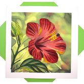 Hibiscus Flower, Quilling Art Greeting Card For Birthday, Valentine'S Day, Mother'S Day, Anniversary, Thank You, Get Well, 6" X 6"