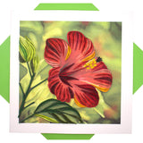 Hibiscus Flower, Quilling Art Greeting Card For Birthday, Valentine'S Day, Mother'S Day, Anniversary, Thank You, Get Well, 6" X 6"