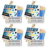104Pcs Acrylic Paint Canvas Set, Acrylic Painting Kit With 4 Set Of 12 Colors Acrylics Paint,Paint Brushes,Canvas, Wooden Easels, Art Plates, Art Painting Supplies For Kids Adults Beginners
