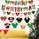 Mouse Theme Christmas Hanging Decorations - Banner, Foil Ceiling Swirls For Winter Holiday Merry Party Supplies