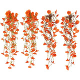 4Pcs Artificial Fall Flowers Fake Hanging Mums Plants For Autumn Outdoor Indoor Home Gardens Door Window Porch Decor