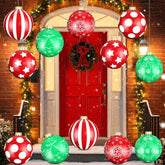 12 Pack Large Christmas Balls, 9 Inch Inflatable Christmas Ornaments For Outdoor Decoration, Big Christmas Ornaments Bal