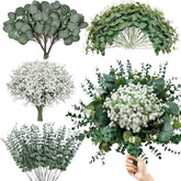 120 Pcs 4 Kinds Mixed Eucalyptus Greenery Stems, Baby Breath Flowers Artificial Bulk And Greenery Stems For Diy Bouquets Wedding Home Floral Decor (120 Pcs 4 Kinds Mixed Eucalyptus Greenery)