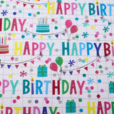 Birthday Wrapping Paper, 3 Mini Roll, 17 Inch X 9.8 Feet, Decorative Happy, Presents And Balloons Design Gift Wrap For Birthday, Party, Holiday, Baby Shower