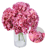 Hydrangea Artificial Flowers 4 Pcs 20" Magenta Latex Real Touch Hydrangea Flowers Full Faux Hydrangea Flowers Fake Bouquet For Outdoors Home Decor Table Party Wedding Centerpiece Bouquet Floral