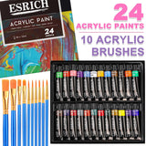 78Pcs Acrylic Paint Set With Wood Easel, Paint Brushes, Canvases, Art Painting Supplies Kit For Kids, Students, Artists And Beginners