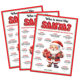 15 Who Is Most Like Santa Clause Game Cards- Fun & Easy For Family Christmas Holiday Office Friends Church Party, Supplies, Activity, Decorations