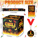 Chili Cook Off Contest Ballot Box With 50 Pcs Pepper Voting Cards 3 Pcs Trophy Medals 3 Pcs Award Sash For Chili Cook Off Game Prizes Award Party Supplies Decorations