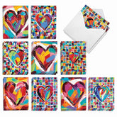 - 20 Assorted Valentine'S Day Cards Bulk (4 X 5.12 Inch) - Boxed Greetings (10 Designs, 2 Each) - Colorful Hearts Am9267Vdg-B2X10