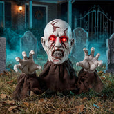 Halloween Zombie Stakes Decorations Outdoor, Realistic Zombie Head & Hands Yard Props with Glowing Eyes, Groundbreaker Stakes for Graveyard Lawn Garden Porch Halloween Horror Party Decor
