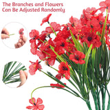 48 Bundles Red Artificial Flowers Outdoor Faux Flowers Uv Resistant Fake Plastic Plants No Fade Deep Red Greenery Shrubs For Porch Garden Planters Porch Window Wedding Box Decorating