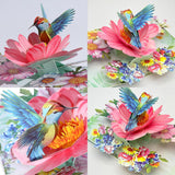 Greeting Cards Hummingbirds Flower, 3D Pop Up Birthday Gifts For Women Wife Mom Daughter Sister Aunt Grandmother, Anniversary Card, With Envelope (0685)