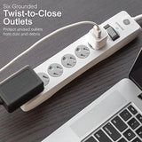Surge Protector Power Strip 12 Wide Spaced Outlets 5FT Flat Plug Extension Cord Wall Mount Black