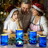 Christmas Nativity Scene Candles Led Religious Theme Flameless Candles Battery Operated Led Warm Light Flickering Pillar For Xmas Holiday Table Decorations (Romantic)