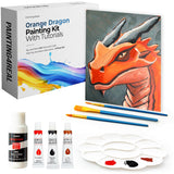 Diy Art Painting Kit For Adults – Learn To Paint Orange Dragon With Video Tutorials, 9 Pieces Canvas Acrylic Paint Set For Adults, Perfect Holiday Gifts Art & Craft For Adults, Beginner