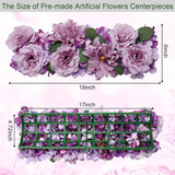 Wedding Arch Decorations, 18 Inch Pack Of 4 Artificial Flower Table Centerpieces Floral Arrangement For Wall Backdrop Party Bridal Shower Event Decor - Dusty Purple