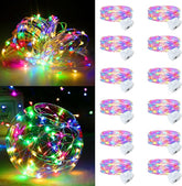 12 Pack Fairy Lights Battery Operated 7FT 20 LED Twinkle String Lights Waterproof Silver Wire Firefly Lights with 3 Lighting Modes for Mason Jars Wedding Party Holiday Decor