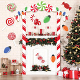 20 Pcs Christmas Candy House Door Cover Large Christmas Door Decorations Candy Cane Covers Banner Gingerbread Backdrop For Classroom Wall Window Stickers Decor