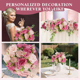 10 Bundles Artificial Peonies Flowers Boho Spring Bouquet Decoration Faux Flowers Artificial Centerpiece For Wedding Floral Arrangements Vase (Pink, Dark Pink)