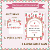 Strawberry Baby Shower Game, Guess How Many Candies Are In The Jar, Pack Of 1 Sign And 50 Guessing Cards, Baby Shower Decoration, Gender Neutral - 11