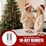 Christmas Tree Candles With Remote, Red Battery Operated Christmas Candles, Led Candlesticks With Crystal Ornaments For Xmas Tree, Flickering Flameless Taper Candle For Home, Party Decor, 12 Pcs