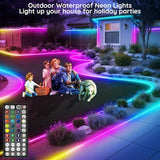 200FT RGB LED Rope Lights App & Remote Control Music Sync Waterproof Neon Strip Lights