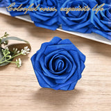 16Pcs Artificial Flowers Fake Roses With Stems, Royal Blue Boxed Foam Roses For Diy Bouquets Centerpieces Wedding Party Arrangement Bridal Shower Decor