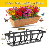 Railing Planter Boxes With Artificial Flowers, Adjustable Balcony Planters For Railing Hanging, Uv Sun Resistant Colorful Daisy For Porch Patio Balcony Home (1 Pack, 24 Inch)